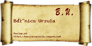 Bénics Urzula névjegykártya